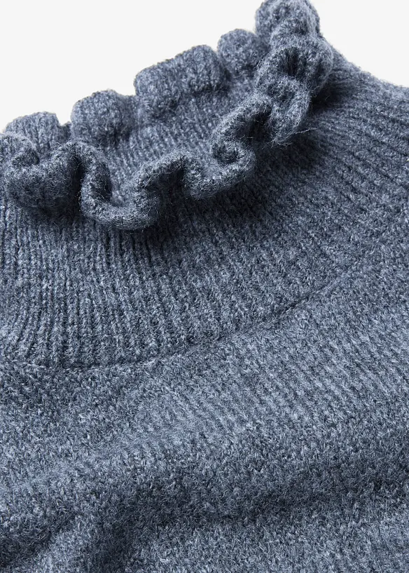 Pull &agrave; col roul&eacute; volant&eacute;, bonprix