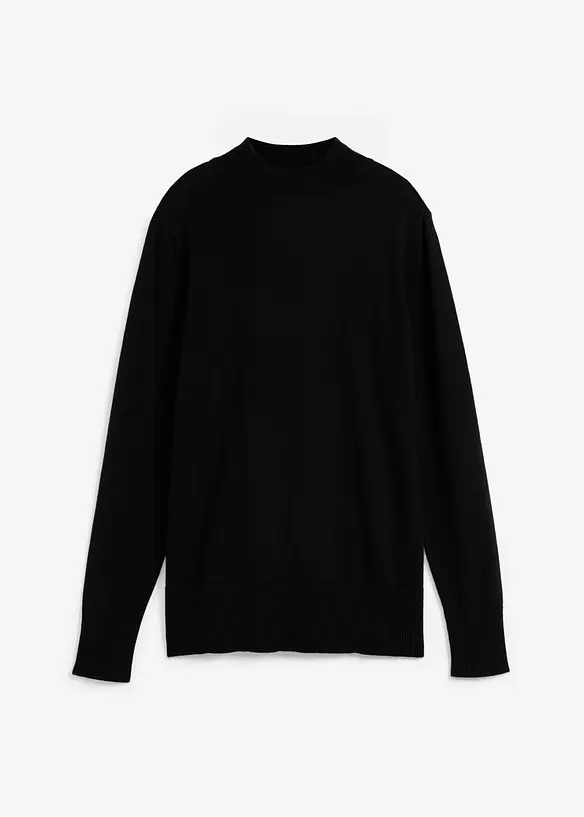 Basic Pullover mit Stehkragen mit recycelter Baumwolle, bonprix