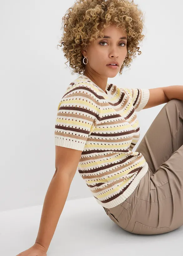 T-shirt en maille ajour&eacute;e, bonprix