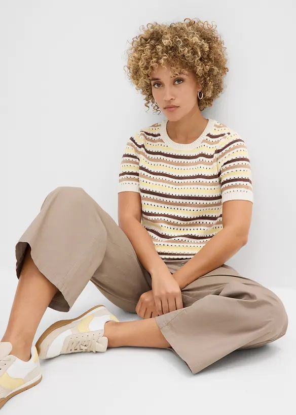 T-shirt en maille ajour&eacute;e, bonprix