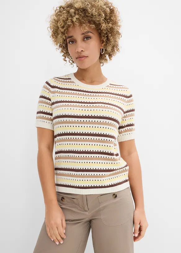 T-shirt en maille ajour&eacute;e, bonprix