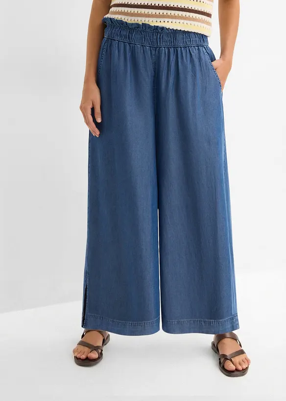 Pantalon palazzo, bas de jambes fendus, longueur 7/8, bonprix