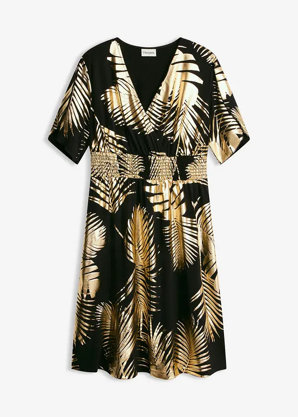 Jerseykleid mit Gold-Druck, bonprix
