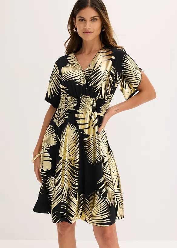 Jerseykleid mit Gold-Druck, bonprix