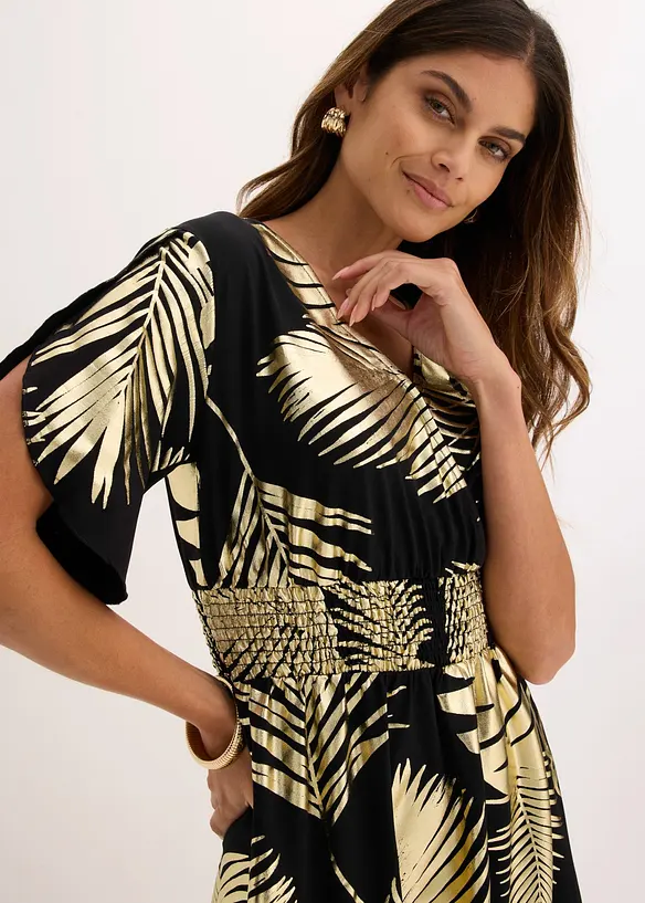 Jerseykleid mit Gold-Druck, bonprix