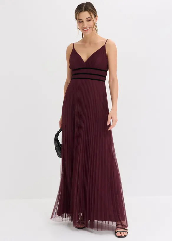 Abendkleid aus zartem T&uuml;ll mit Plisse&eacute;, bonprix