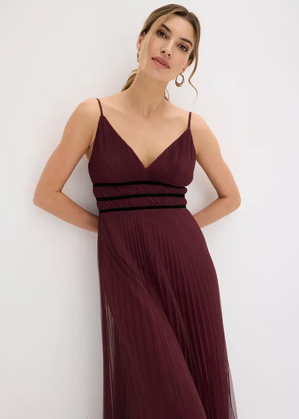 Abendkleid aus zartem T&uuml;ll mit Plisse&eacute;, bonprix