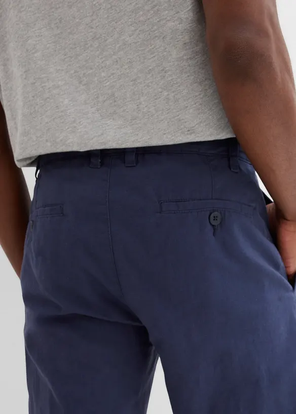 Pantalon chino regular en lin m&eacute;lang&eacute;, droit, bonprix