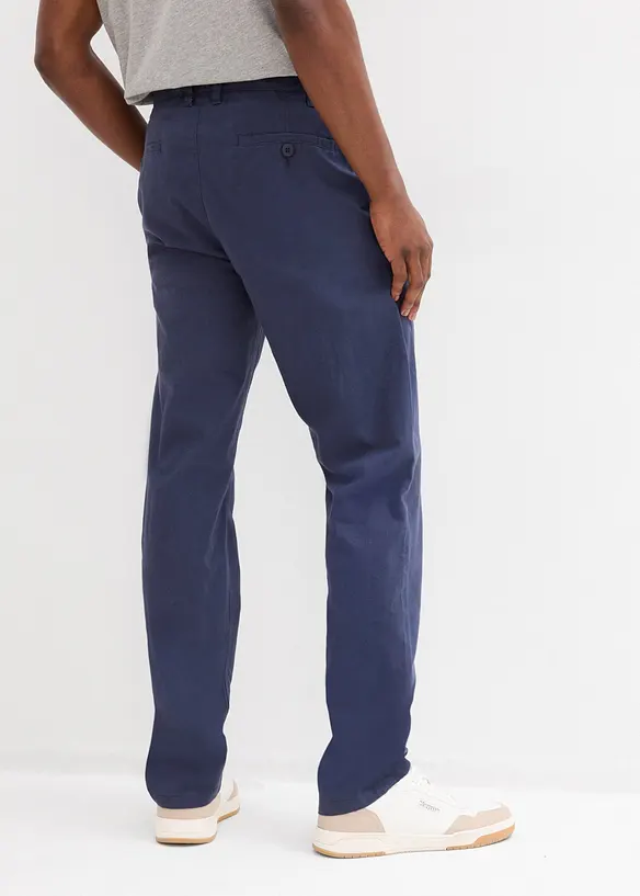 Pantalon chino regular en lin m&eacute;lang&eacute;, droit, bonprix