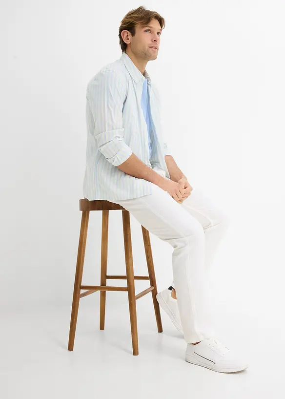 Pantalon chino regular en lin m&eacute;lang&eacute;, droit, bonprix