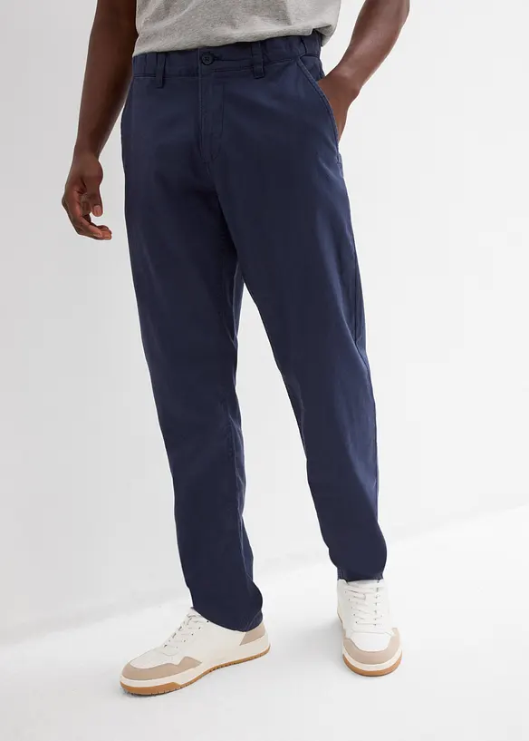 Pantalon chino regular en lin m&eacute;lang&eacute;, droit, bonprix