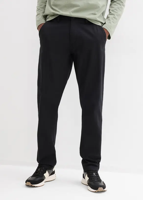 Pantalon chino regular en lin m&eacute;lang&eacute;, droit, bonprix