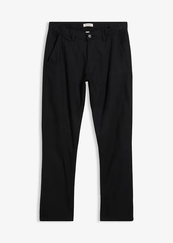 Pantalon chino regular en lin m&eacute;lang&eacute;, droit, bonprix