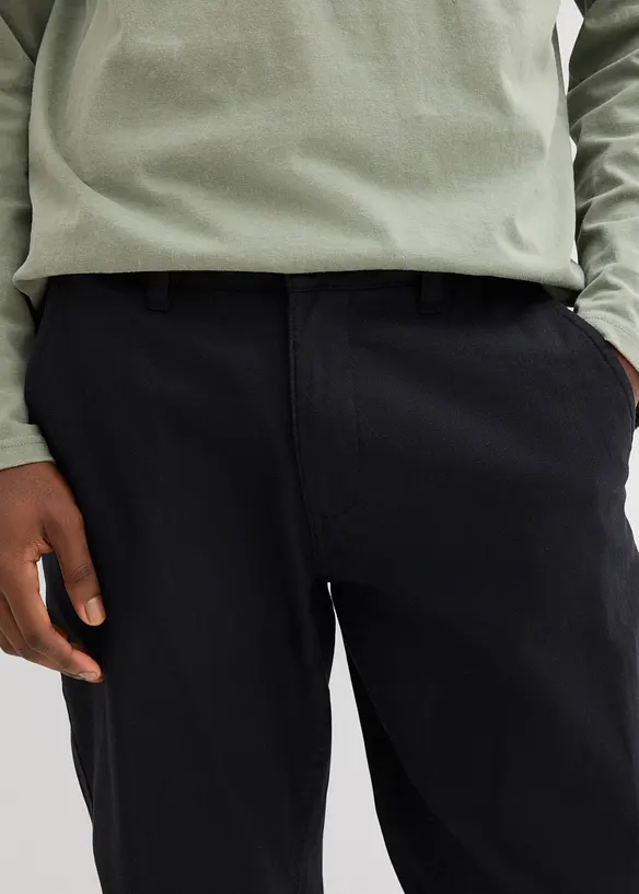 Pantalon chino regular en lin m&eacute;lang&eacute;, droit, bonprix