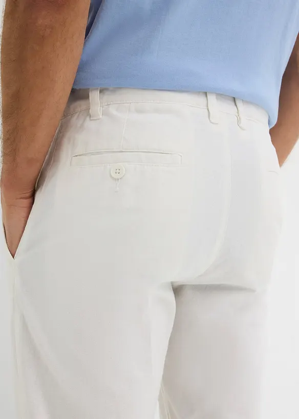 Pantalon chino regular en lin m&eacute;lang&eacute;, droit, bonprix