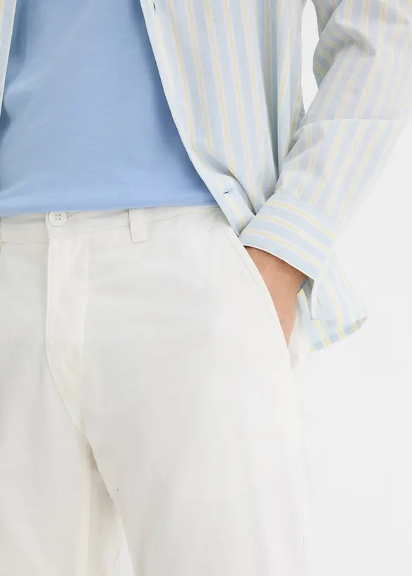 Pantalon chino regular en lin m&eacute;lang&eacute;, droit, bonprix