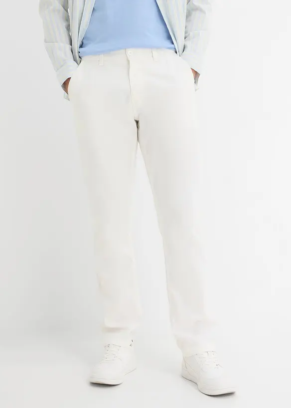 Pantalon chino regular en lin m&eacute;lang&eacute;, droit, bonprix