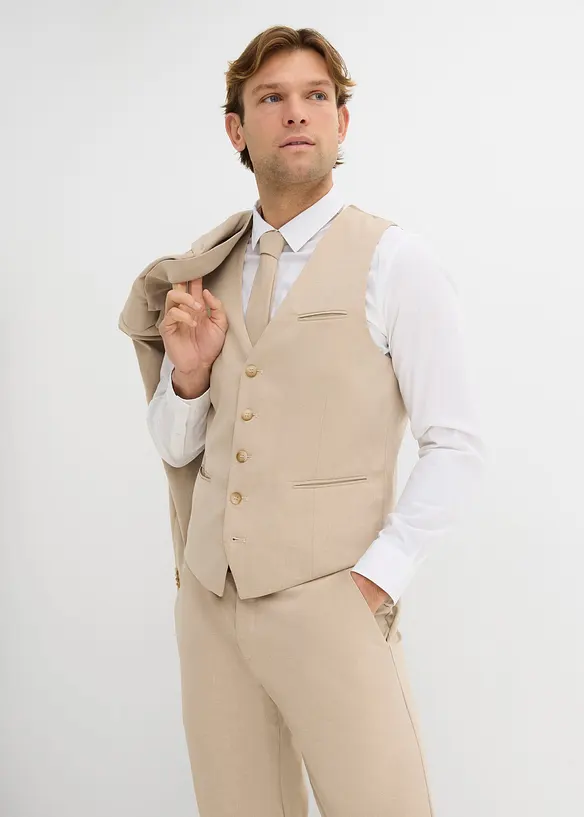 Costume 4 pi&egrave;ces avec gilet sans manches et cravate, regular, bonprix