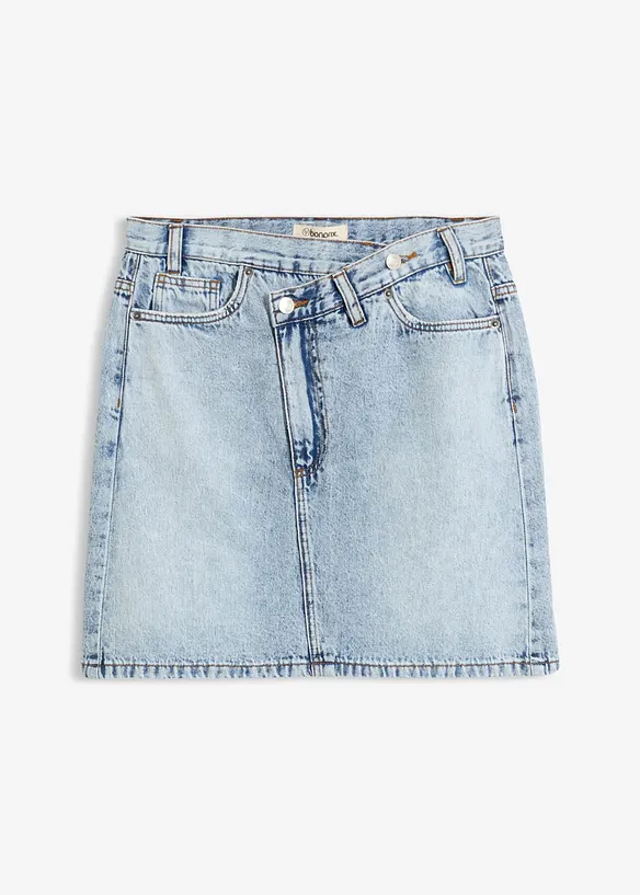 Jupe en jean &agrave; fermeture d&eacute;cal&eacute;e asym&eacute;trique, bonprix
