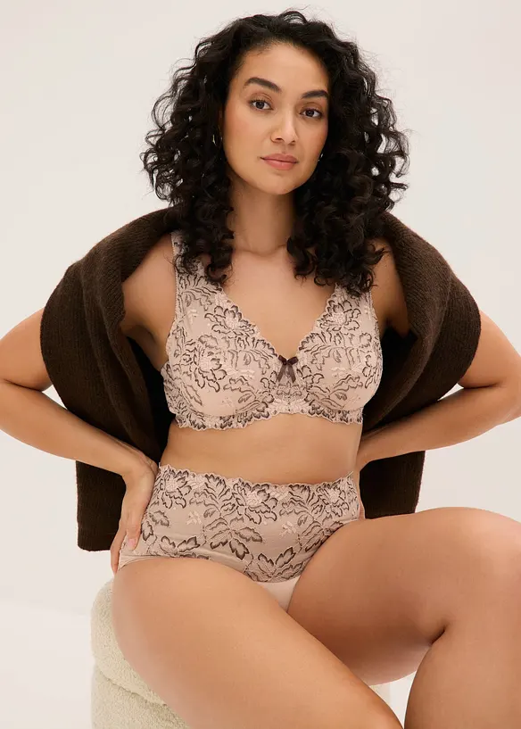 Highwaist Panty mit zarter Spitze, bonprix