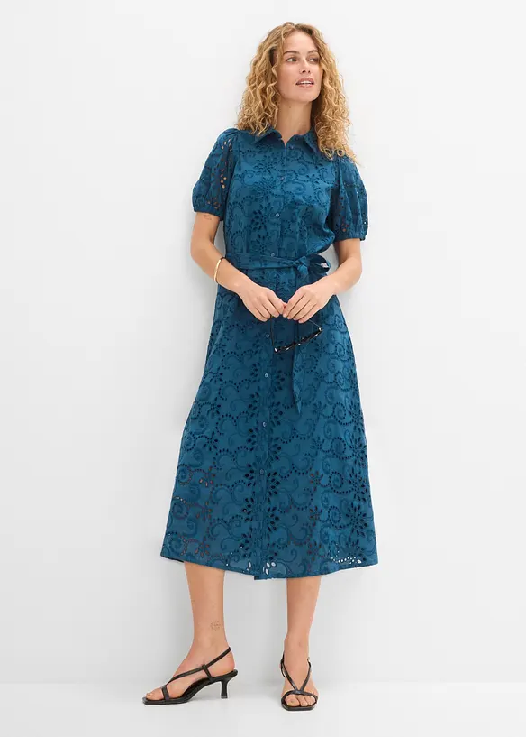 Robe chemise en broderie anglaise, 100% coton, bonprix