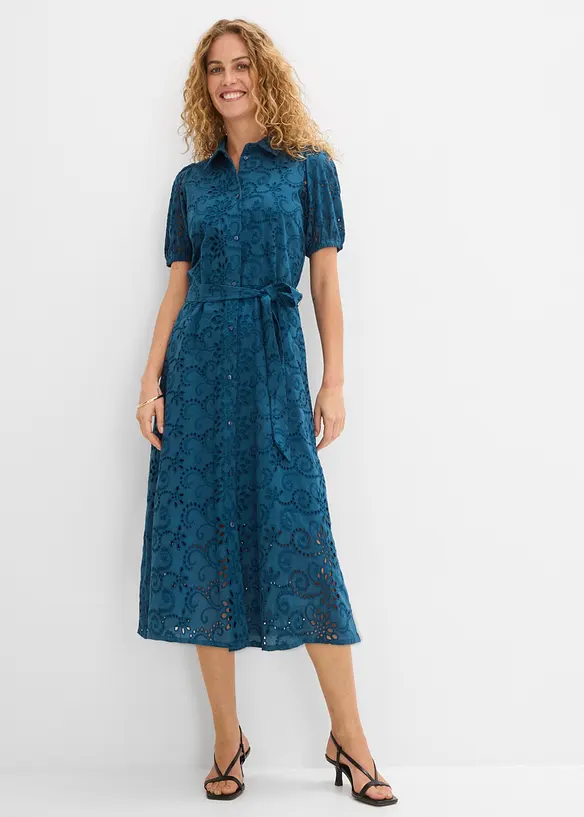 Robe chemise en broderie anglaise, 100% coton, bonprix