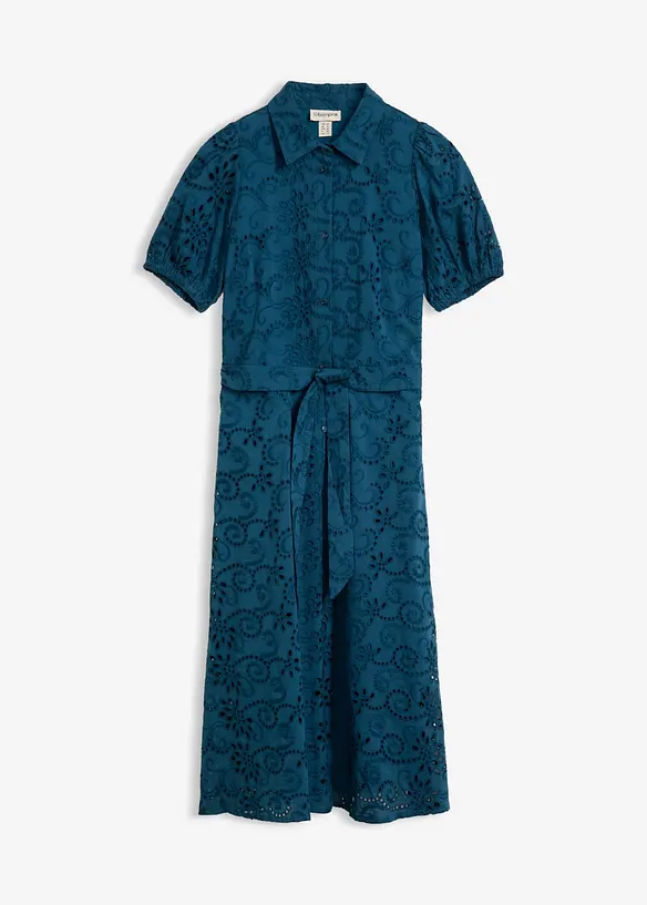 Robe chemise en broderie anglaise, 100% coton, bonprix
