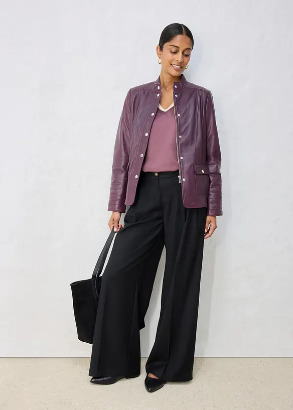 Veste en cuir nappa d&rsquo;agneau, bonprix