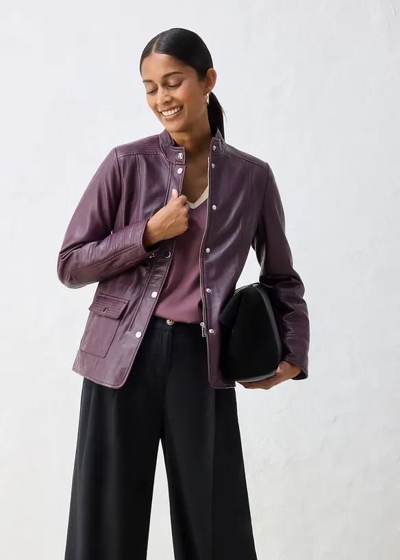 Veste en cuir nappa d&rsquo;agneau, bonprix
