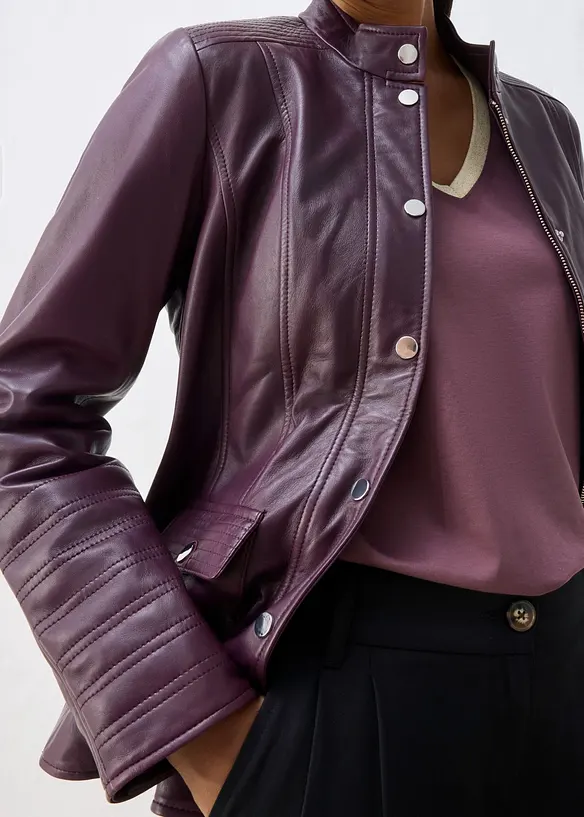 Veste en cuir nappa d&rsquo;agneau, bonprix