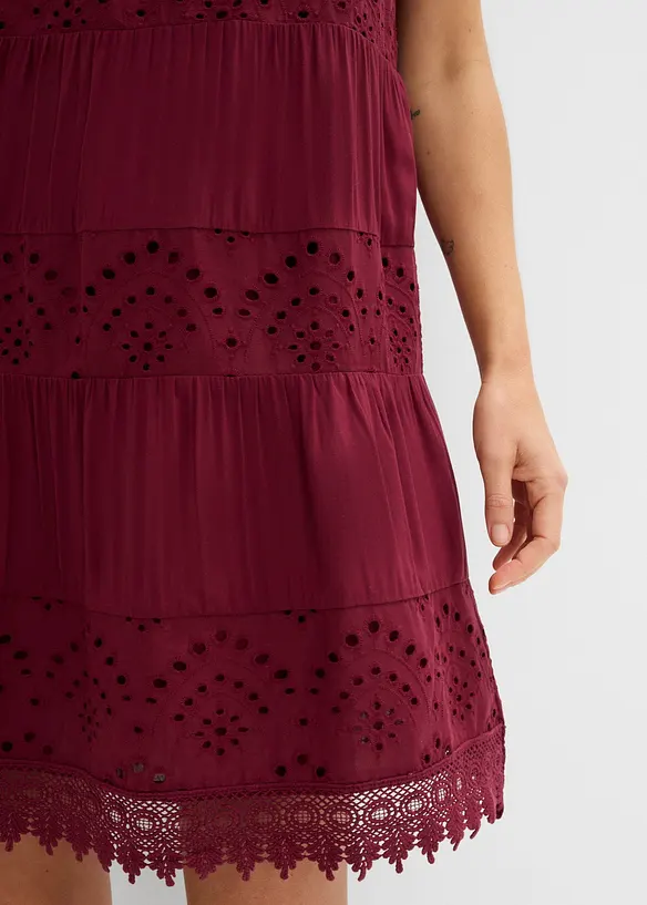 Robe &agrave; fines bretelles en viscose avec dentelle, bonprix