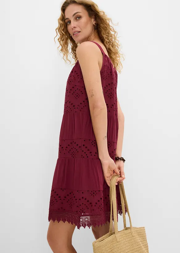 Robe &agrave; fines bretelles en viscose avec dentelle, bonprix