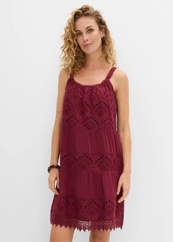 Robe &agrave; fines bretelles en viscose avec dentelle, bonprix