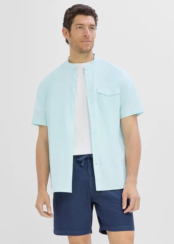 Chemise manches courtes a&eacute;rienne en lin m&eacute;lang&eacute;, bonprix