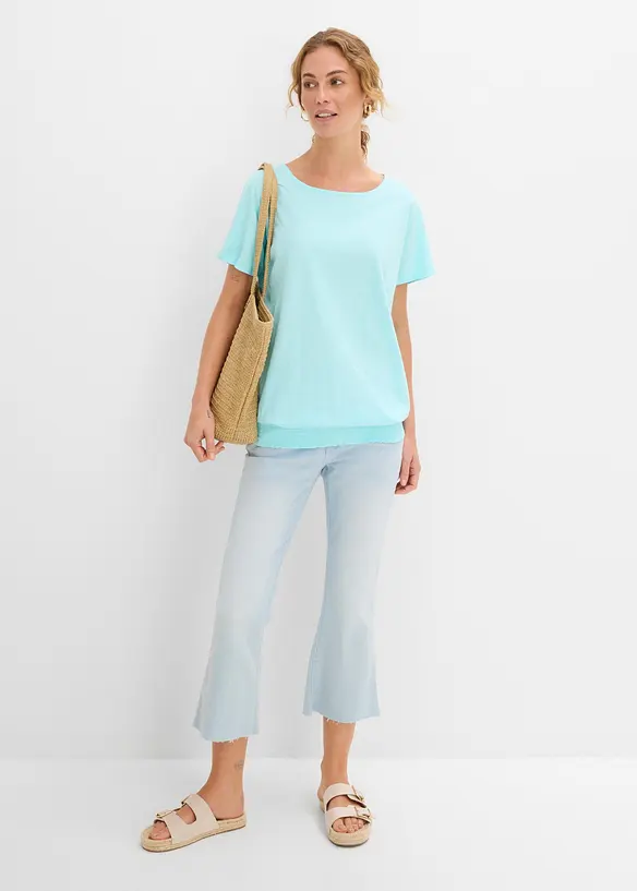 T-shirt en fil flamm&eacute; avec base smock&eacute;e, bonprix