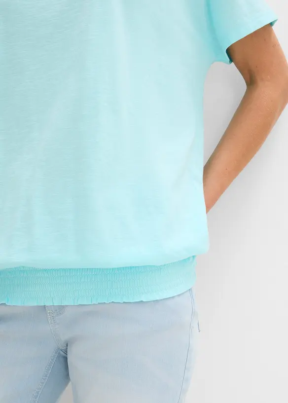 T-shirt en fil flamm&eacute; avec base smock&eacute;e, bonprix