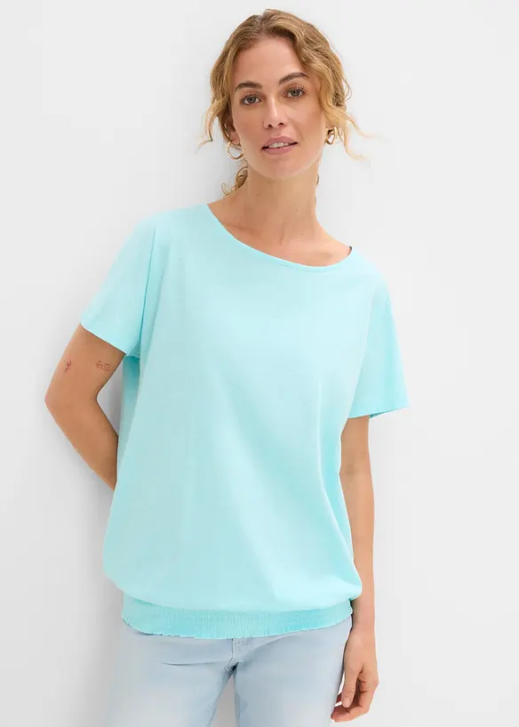 T-shirt en fil flamm&eacute; avec base smock&eacute;e, bonprix