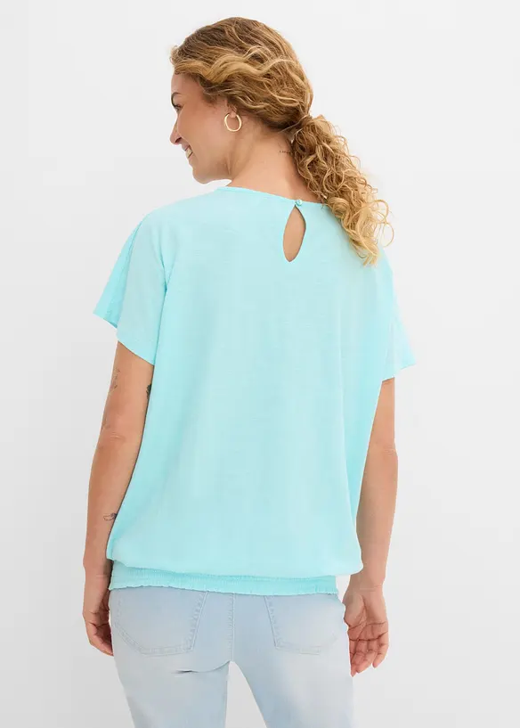 T-shirt en fil flamm&eacute; avec base smock&eacute;e, bonprix