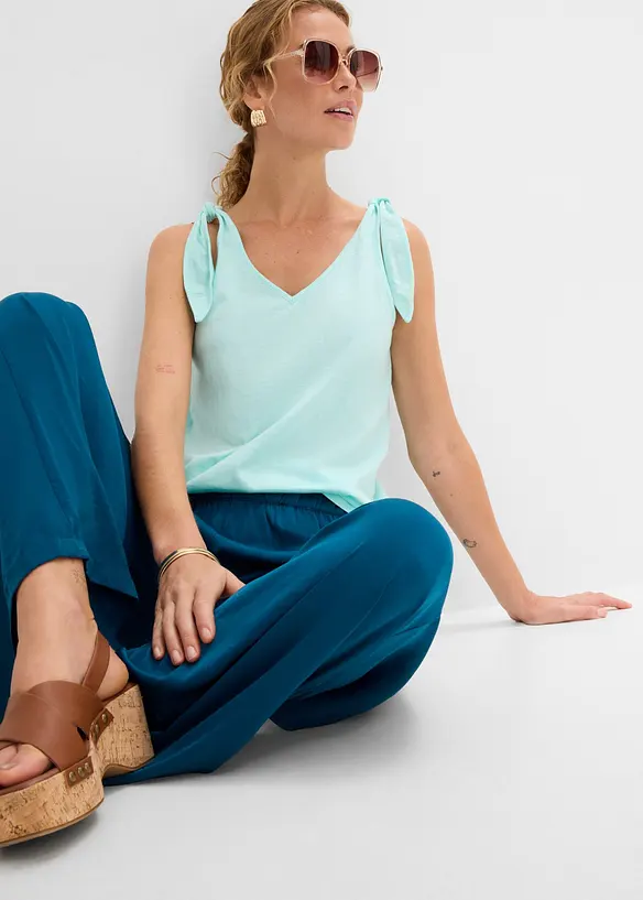 Top en coton avec d&eacute;tails n&oelig;uds, bonprix