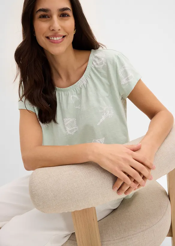 T-shirt imprim&eacute; &agrave; col rond en coton, bonprix