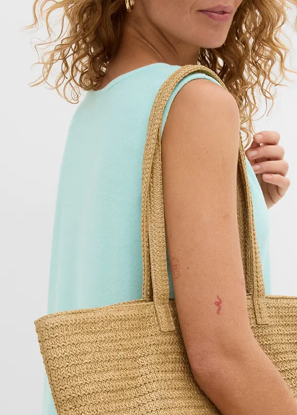 Robe trap&egrave;ze en tissu &eacute;ponge, bonprix