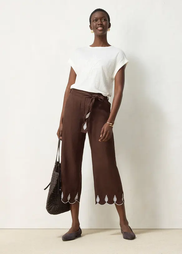 Leinen-Culotte mit G&uuml;rtel (2 tlg. Set), bonprix