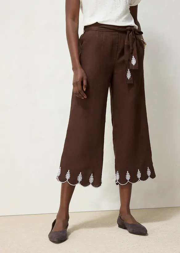 Leinen-Culotte mit G&uuml;rtel (2 tlg. Set), bonprix