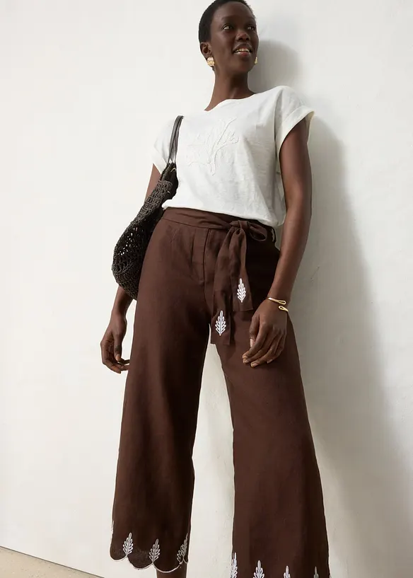 Leinen-Culotte mit G&uuml;rtel (2 tlg. Set), bonprix