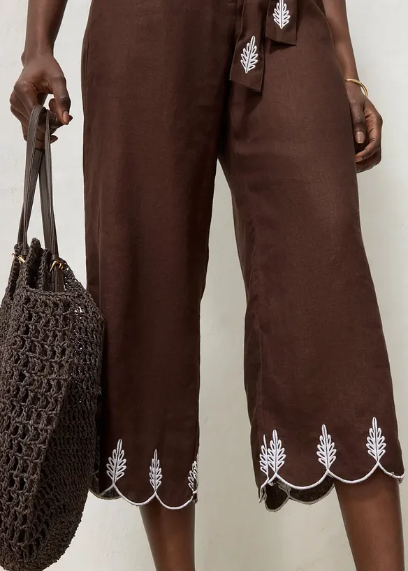 Leinen-Culotte mit G&uuml;rtel (2 tlg. Set), bonprix