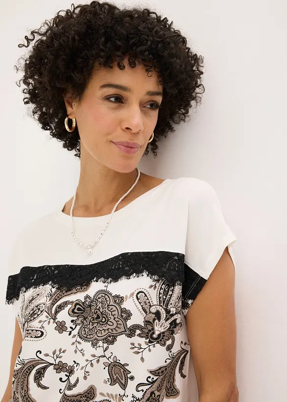 T-shirt oversize avec un galon de dentelle, bonprix