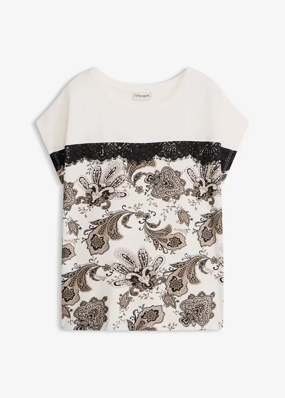 T-shirt oversize avec un galon de dentelle, bonprix