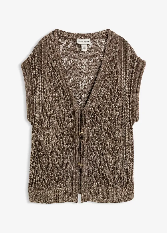 Ajour-Strickweste mit Viskose und Glitzergarn, bonprix