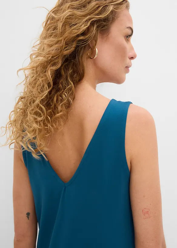 Robe d&eacute;bardeur fluide &agrave; col V, bonprix