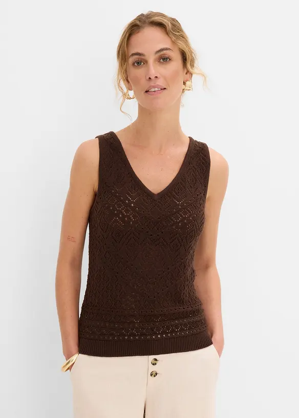 Top en maille ajour&eacute;e, bonprix